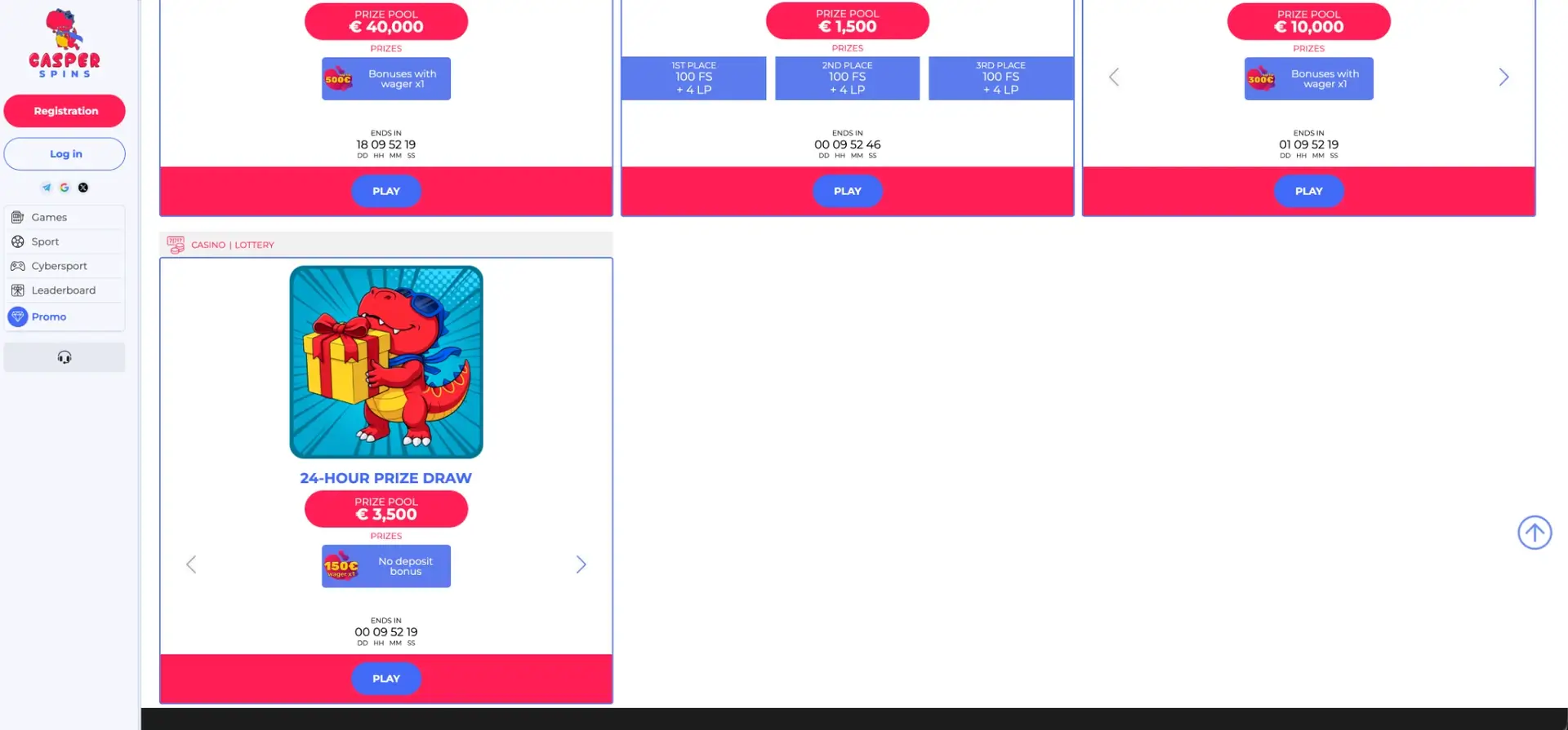 Casper Spins prize draws